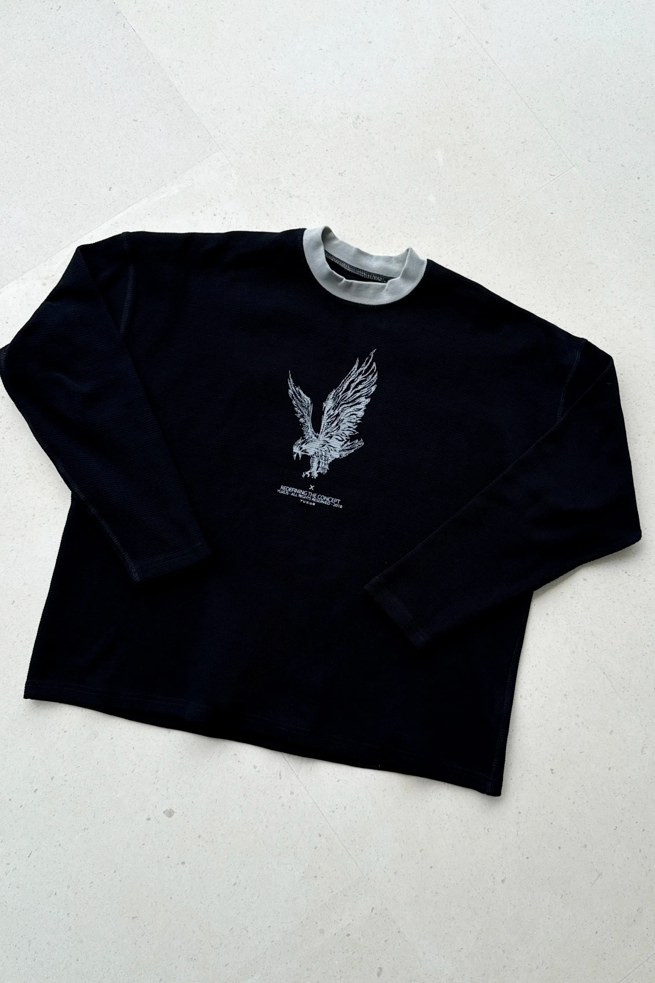 BLACK "CRONOS" WAFFLE LONGSLEEVE - Image 3