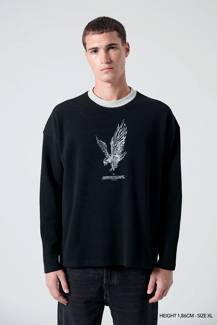 BLACK "CRONOS" WAFFLE LONGSLEEVE - Image 5